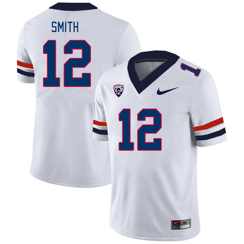 Men #12 Genesis Smith Arizona Wildcats College Football Jerseys Stitched-White - Click Image to Close